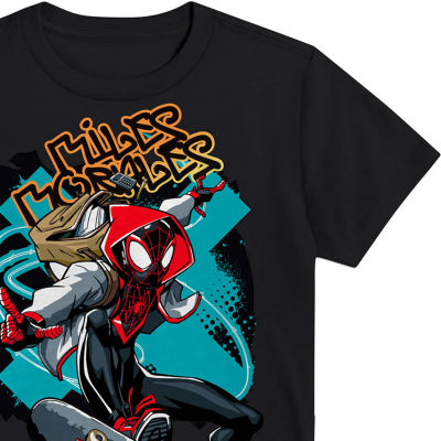 Little & Big Boys Miles Morales Crew Neck Short Sleeve Spiderman Graphic T-Shirt