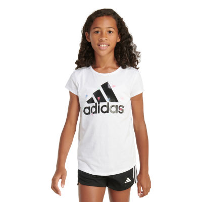 adidas Big Girls Crew Neck Short Sleeve Graphic T-Shirt