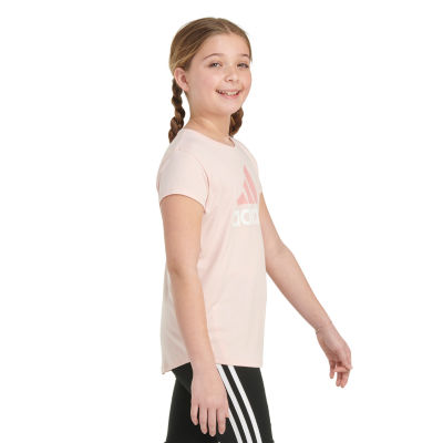 adidas Big Girls Scoop Neck Short Sleeve Graphic T-Shirt