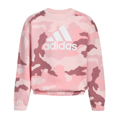 adidas Big Girls Crew Neck Long Sleeve Fleece Sweatshirt