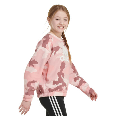 adidas Big Girls Crew Neck Long Sleeve Fleece Sweatshirt