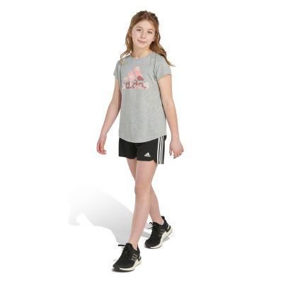 adidas Big Girls Round Neck Short Sleeve Graphic T-Shirt