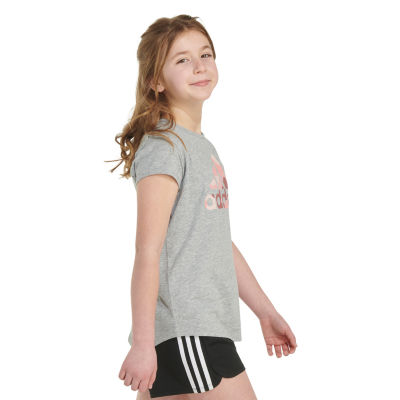 adidas Big Girls Round Neck Short Sleeve Graphic T-Shirt