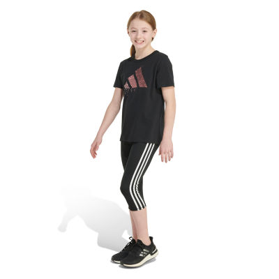 adidas Big Girls Crew Neck Short Sleeve Graphic T-Shirt