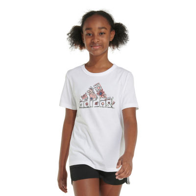 adidas Big Girls Crew Neck Short Sleeve Graphic T-Shirt