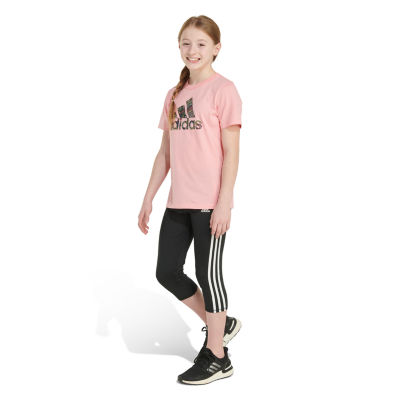 adidas Big Girls Crew Neck Short Sleeve Graphic T-Shirt