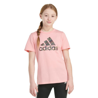 adidas Big Girls Crew Neck Short Sleeve Graphic T-Shirt