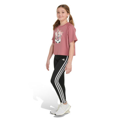 adidas Big Girls Crew Neck Short Sleeve Graphic T-Shirt