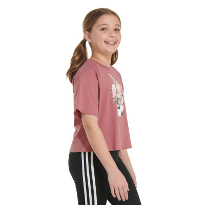 adidas Big Girls Crew Neck Short Sleeve Graphic T-Shirt