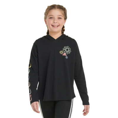 adidas Big Girls Hooded Long Sleeve T-Shirt