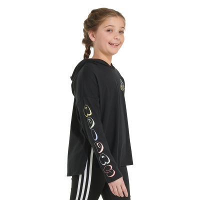 adidas Big Girls Hooded Long Sleeve T-Shirt