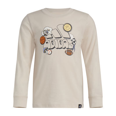 adidas Little Boys Crew Neck Long Sleeve Graphic T-Shirt