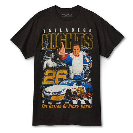 Mens Short Sleeve Talladega Nights Graphic T-Shirt, Small, Black