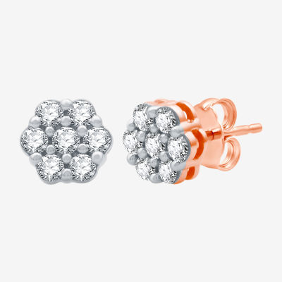 Diamond Blossom 1/10 CT. T.W. Natural White Diamond 10K Rose Gold 7.1mm Stud Earrings