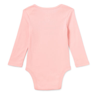 Okie Dokie Baby Girls Round Neck Long Sleeve Bodysuit