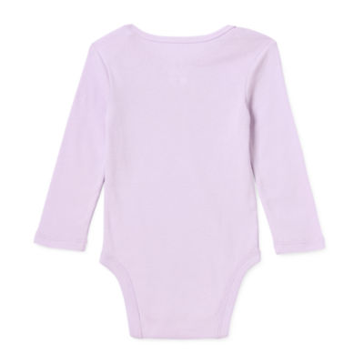 Okie Dokie Baby Girls Round Neck Long Sleeve Bodysuit