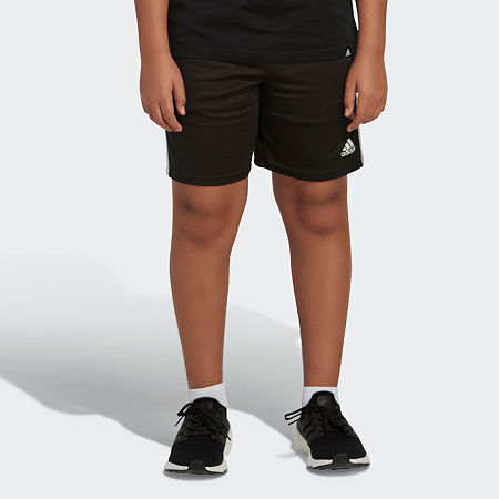 adidas Big Boys Adjustable Waist Mid Rise Knit Pull-On Short, M (10-12) Husky, Black