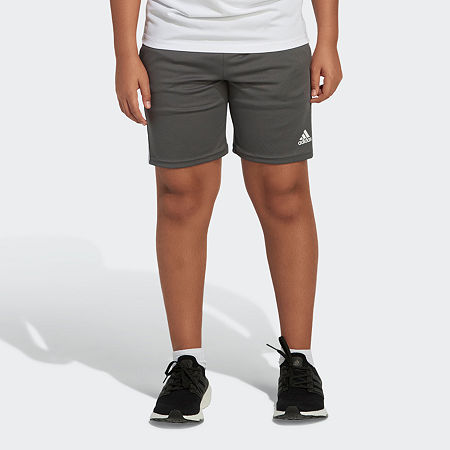 adidas Big Boys Adjustable Waist Mid Rise Knit Pull-On Short, Medium (10-12), Gray