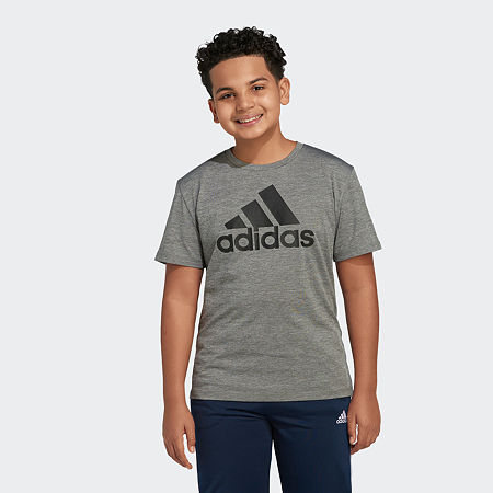 adidas Big Boys Crew Neck Short Sleeve Graphic T-Shirt, X-large, Gray