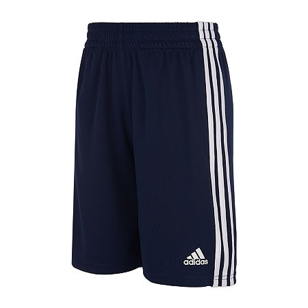 adidas Big Boys Adjustable Waist Mid Rise Knit Pull-On Short, Xl (18-20) Husky, Blue