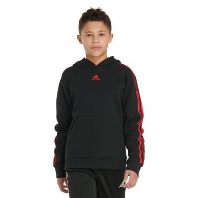 adidas Big Kid Boys Long Sleeve Embroidered Fleece Hoodie