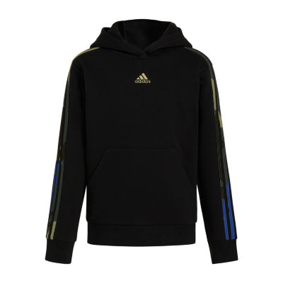 adidas Big Kid Boys Long Sleeve Embroidered Fleece Active Hoodie