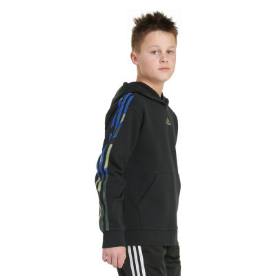 adidas Big Kid Boys Long Sleeve Embroidered Fleece Active Hoodie
