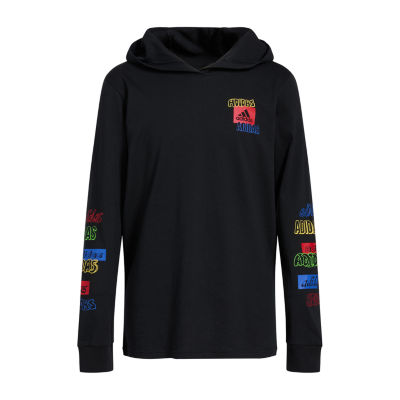 adidas Big Boys Hooded Long Sleeve T-Shirt