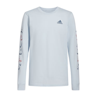 adidas Big Boys Crew Neck Long Sleeve Graphic T-Shirt