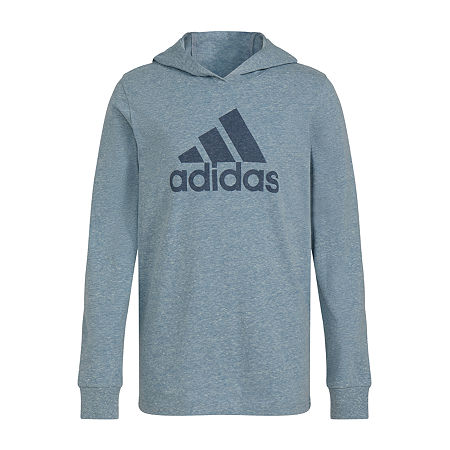 adidas Big Boys Hooded Long Sleeve T-Shirt, X-large (18-20), Blue