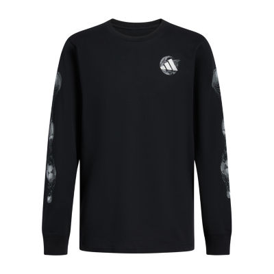 adidas Big Boys Crew Neck Long Sleeve Graphic T-Shirt