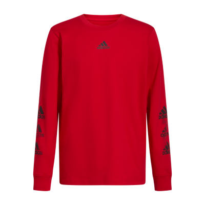 adidas Big Boys Crew Neck Long Sleeve Graphic T-Shirt