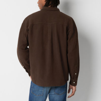 Arizona Mens Long Sleeve Textured Button-Up Shirt