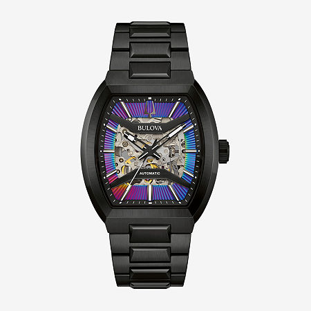 Bulova Maquina Mens Automatic Black Stainless Steel Bracelet Watch 98a320, One Size -  05122470018