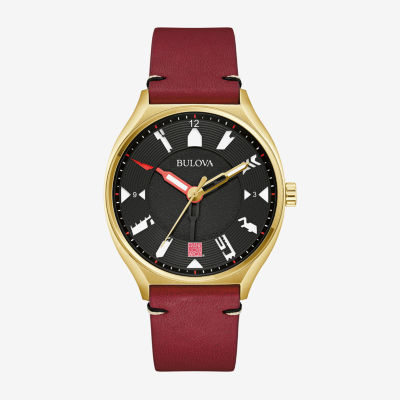 Bulova Frank Lloyd Mens Automatic Leather Strap Watch 97a192