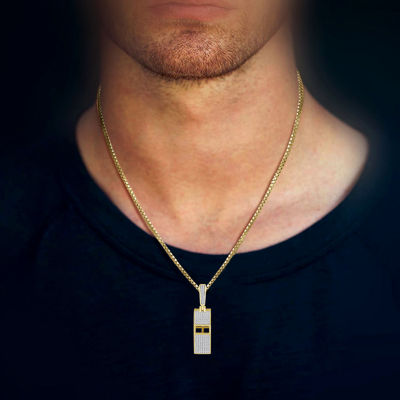 Coach Whistle Mens 1/3 CT. T.W. Natural White Diamond 10K Gold Pendant