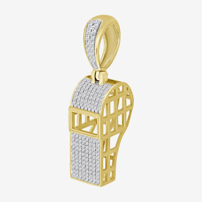 Coach Whistle Mens 1/3 CT. T.W. Natural White Diamond 10K Gold Pendant