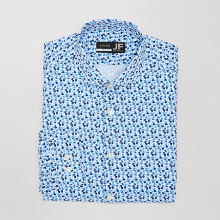 J. Ferrar 360 Stretch Mens Big & Tall Slim Fit Wrinkle Free Long Sleeve Dress Shirt, 22 38-39, Blue