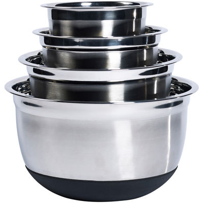 Denmark® 4pc. Stainless Steel Mixing Bowl Set with Silicone Base
