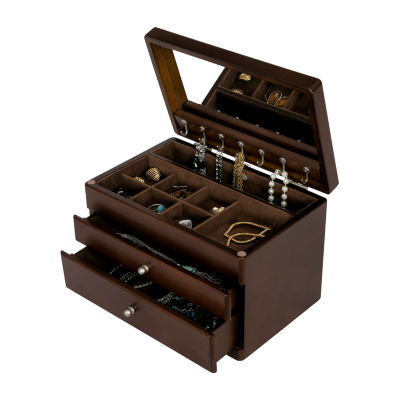 Mele and Co Brisbane Walnut-Finish Jewelry Box