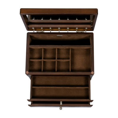 Mele and Co Brisbane Walnut-Finish Jewelry Box