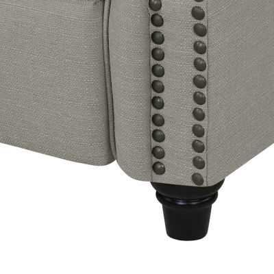 ProLounger Anna Traditional Roll-Arm Push Back Recliner in Linen with Nailheads