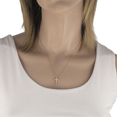 Womens / CT. T.W. Natural White Diamond 14K White Gold Cross Pendant Necklace