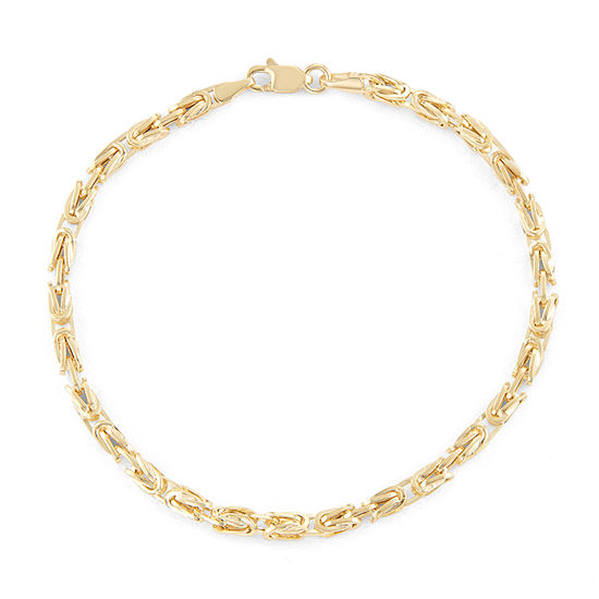 10K Gold 7.25 Inch Hollow Byzantine Chain Bracelet