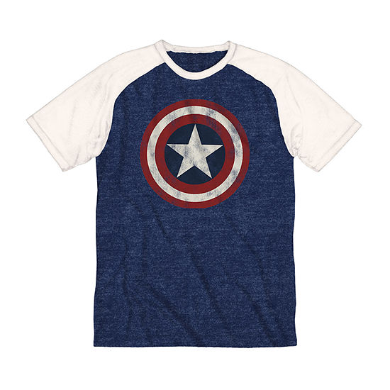 Big and Tall Mens Crew Neck Short Sleeve Regular Fit Americana Captain America Graphic T-Shirt