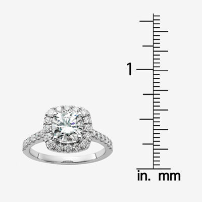 True Light Womens CT. T.W. Lab Created White Moissanite 14K Gold Halo Engagement Ring