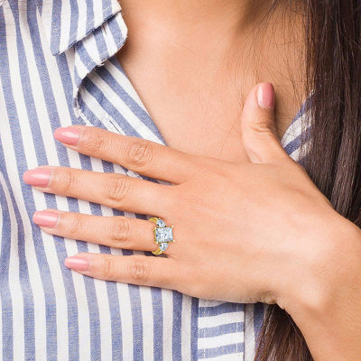 True Light Womens Lab Created White Moissanite 14K Gold Engagement Ring