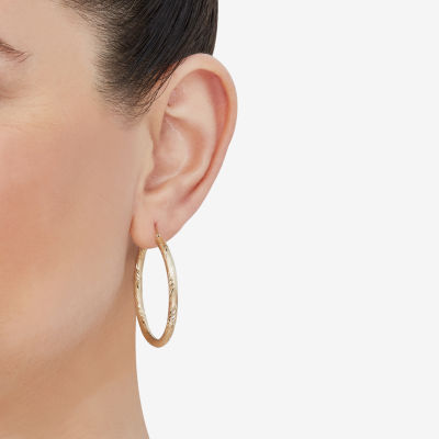 14K Yellow Gold Engraved Chevron Hoop Earrings, Color: Gold - JCPenney