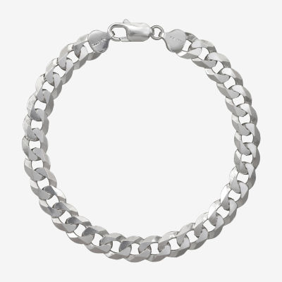 Made in Italy Sterling Silver 9 Inch Solid Curb Chain Bracelet