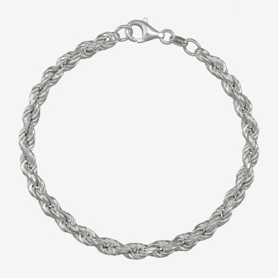 Made in Italy Sterling Silver 8 Inch Hollow Rope Chain Bracelet